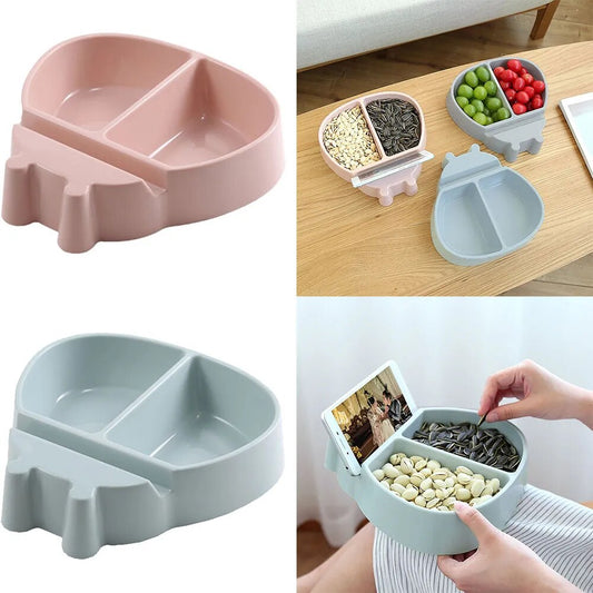Lazy Double Snack Bowl W/ Phone Stand